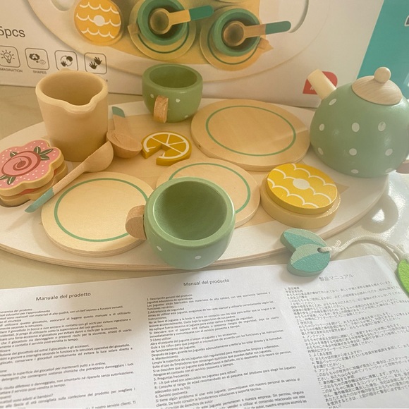 New Wooden Kids Tea Set Perfect Gift For Boys And Girls,Holiday Gift Toys - Picture 3 of 7
